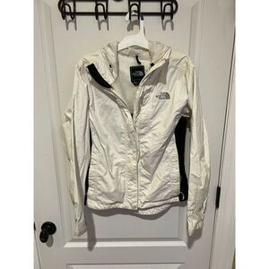 The north Face White Jacket zip and Velcro
